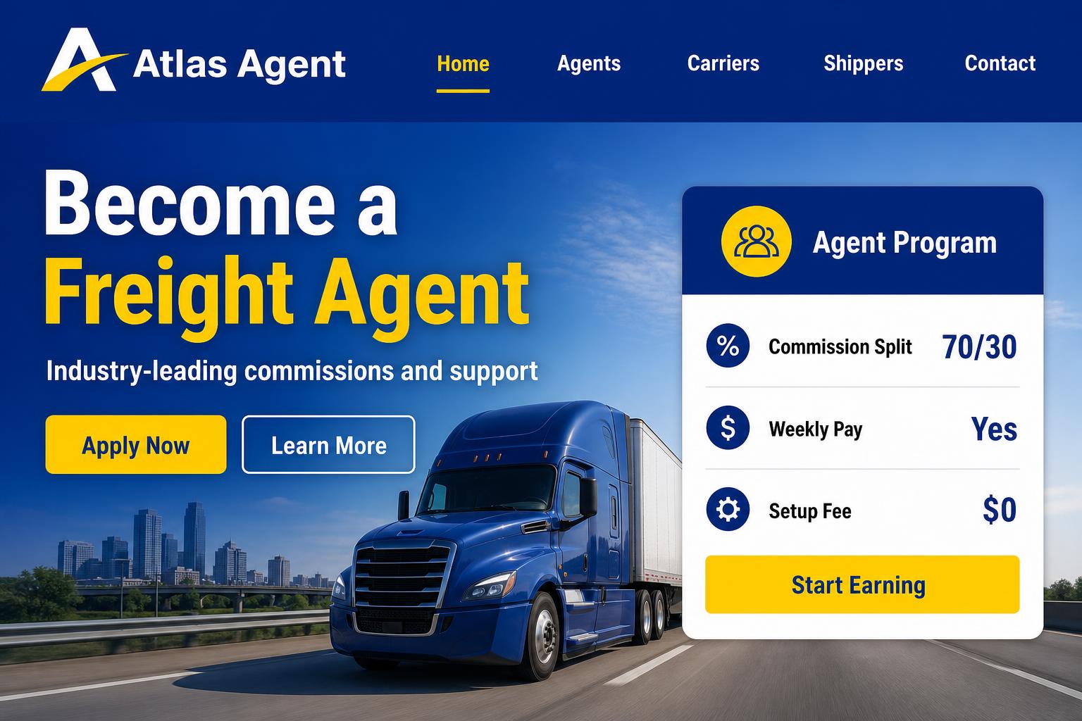 Atlas Agent freight broker website template preview
