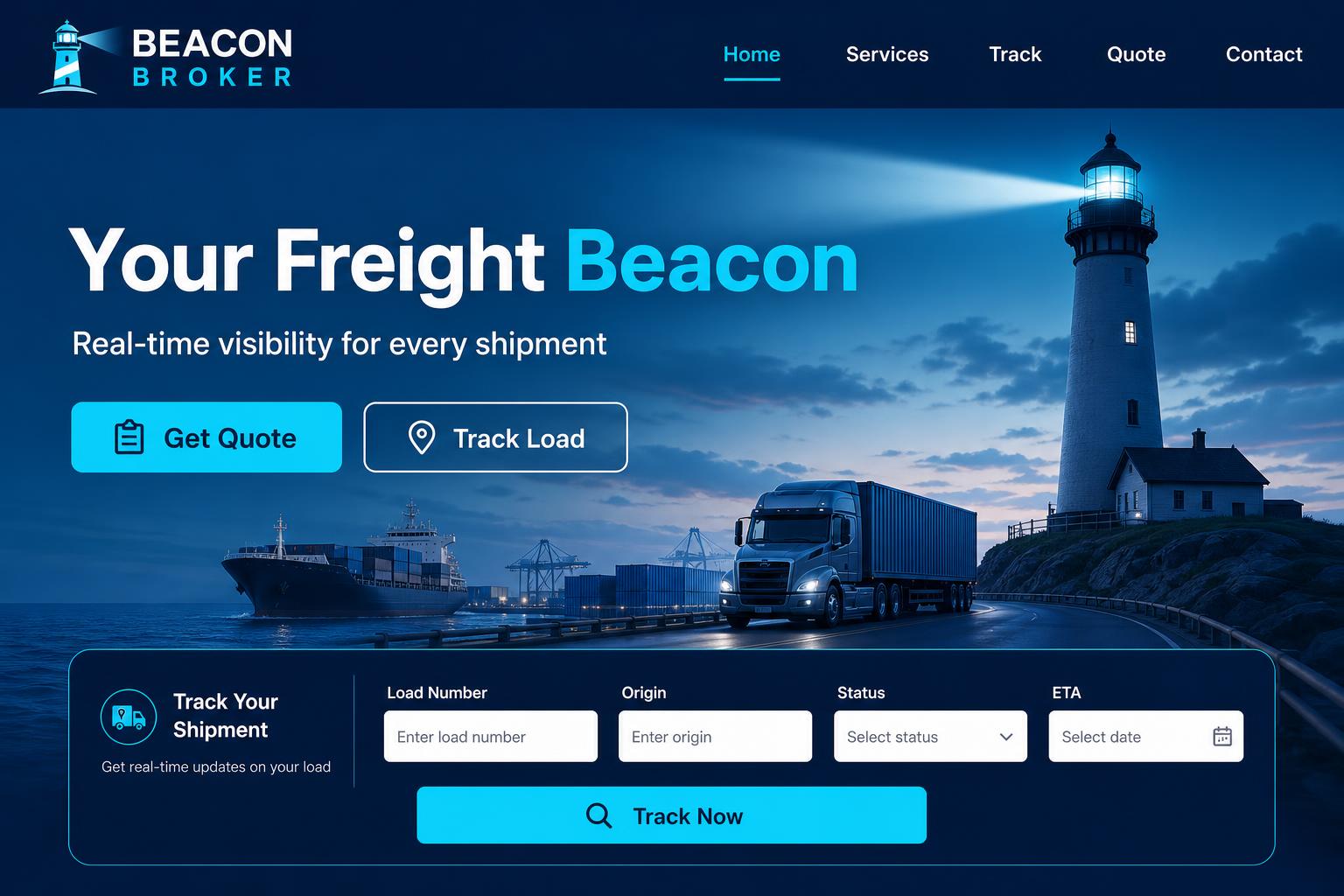 Beacon Broker freight broker website template preview