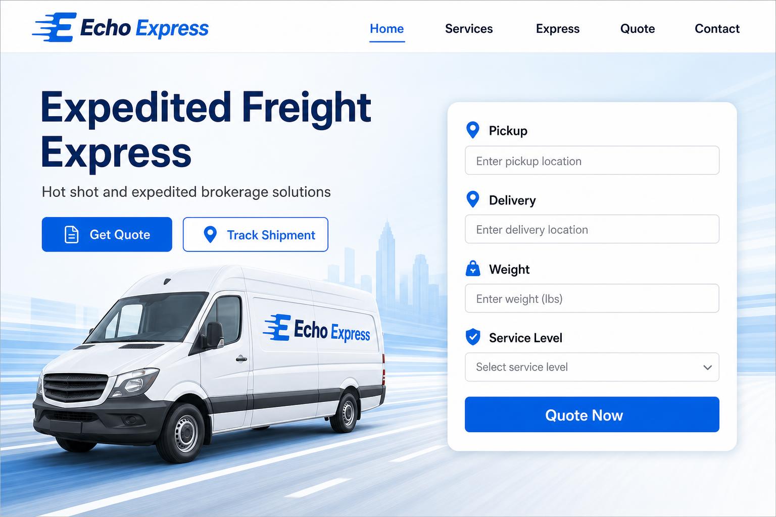 Echo Express freight broker website template preview