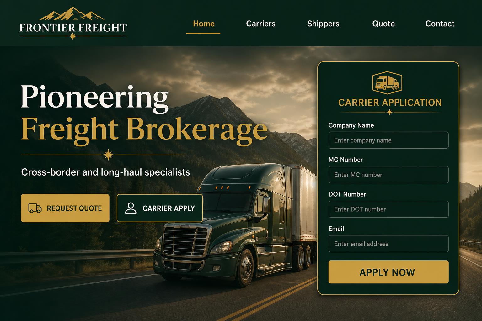 Frontier Freight freight broker website template preview