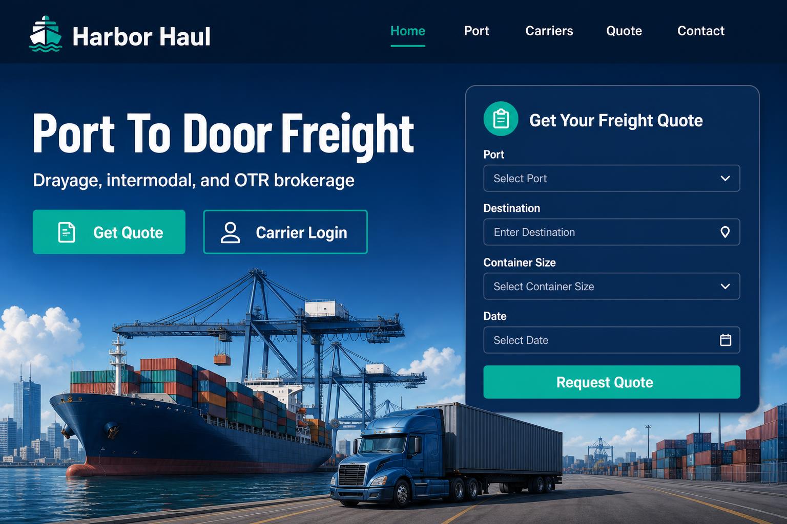 Harbor Haul freight broker website template preview
