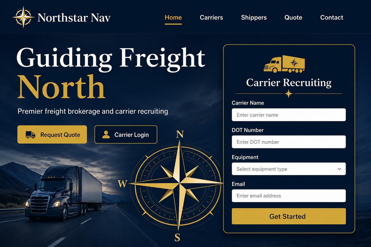 Northstar Nav freight broker website template preview